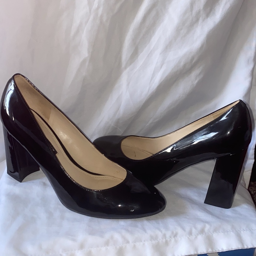 *Nine West* block black patent leather Heels Like 🆕